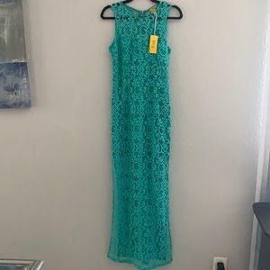 Turquoise Maxi embroidered dress